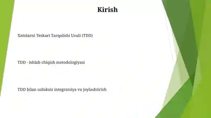 Xatolarni Teskari Tarqalishi Usuli (TDD) 2