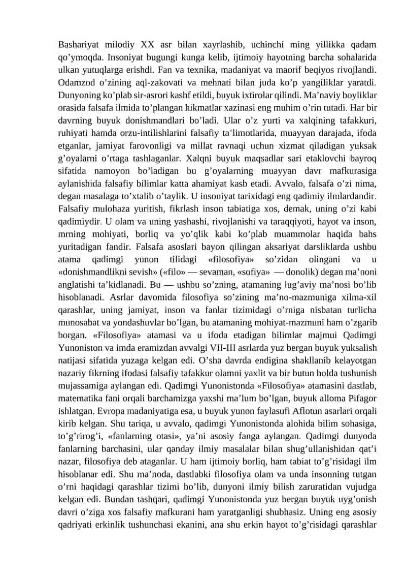 Falsafaning baxs mavzulari va asosiy muammolar 2