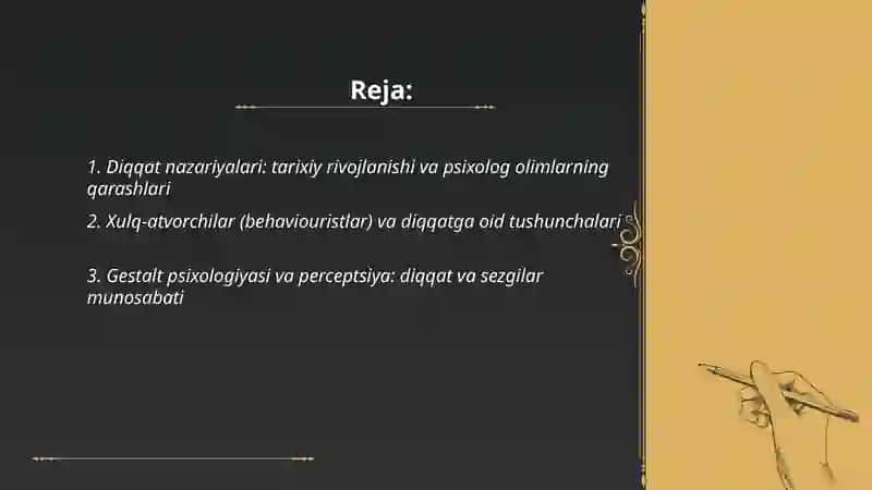 Psixolog olimlarning diqqat va sezgilar haqidagi qarashlari 2