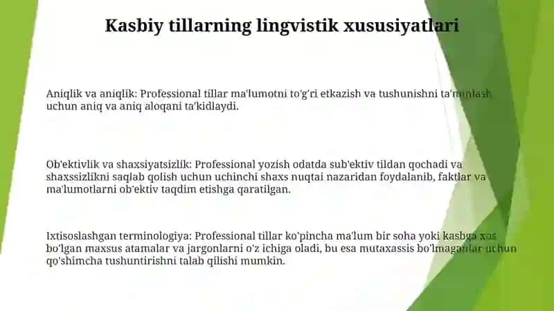 Professional Tillar Va Ularning Milliy Tilda Asosiy Xususiyatlari 2