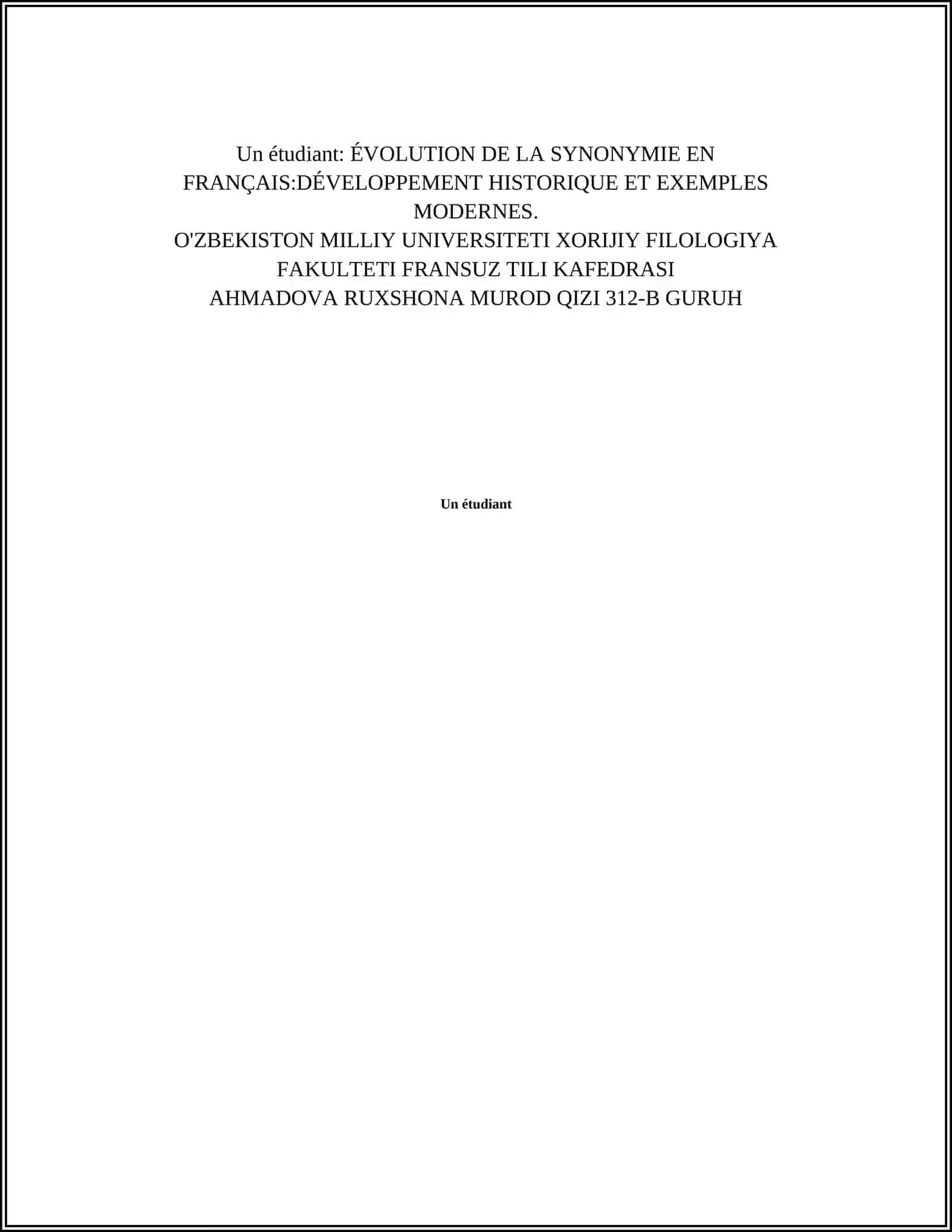 ÉVOLUTION DE LA SYNONYMIE EN FRANÇAIS:DÉVELOPPEMENT HISTORIQUE ET EXEMPLES MODERNES 2