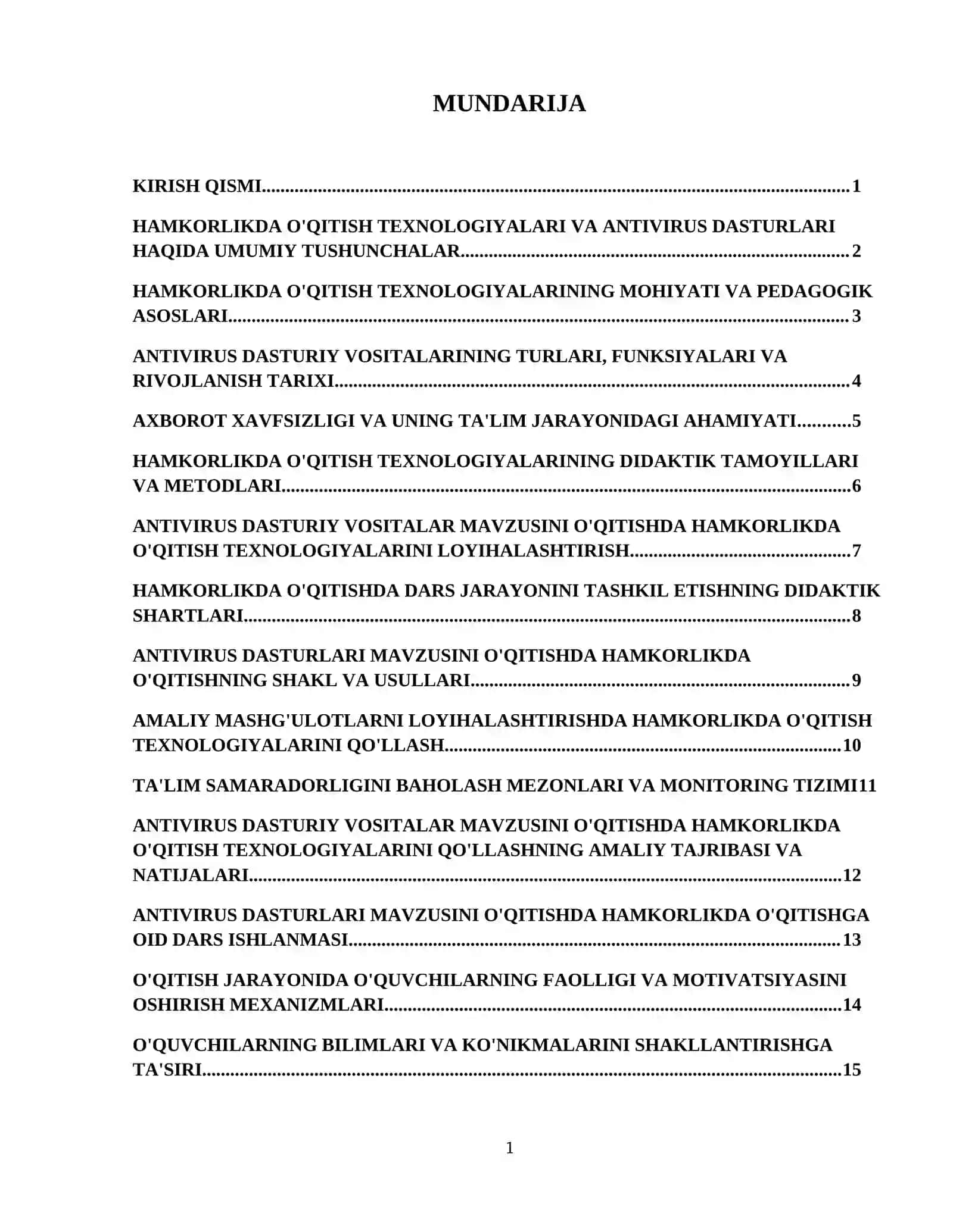 Antivirus dasturiy vositalar mavzusini o’qitishda hamkorlikda o’qitish texnologiyalari orqali o’qitishni loyihalshtirish 2