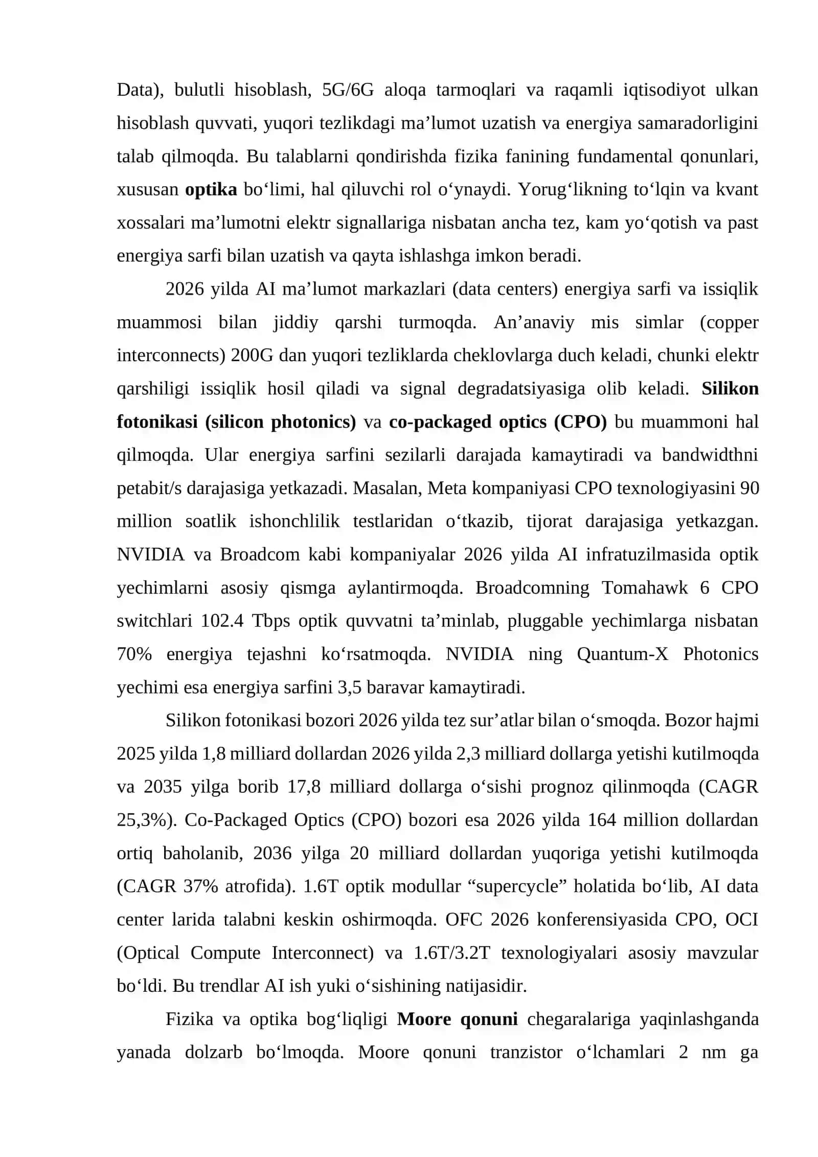 FIZIKA VA OPTIKANING AXBOROT TEXNOLOGIYALARI (IT) SOHASIGA BO‘LGAN BOG‘LIQLIGI 2