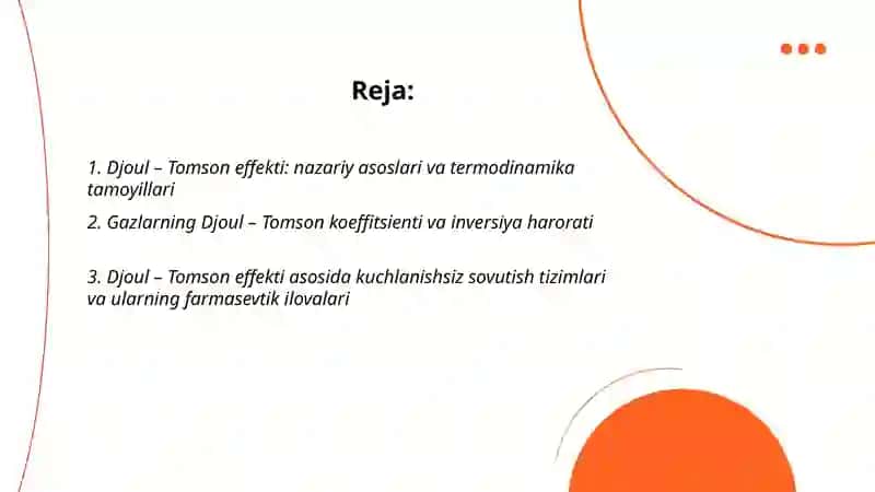 Djoul – Tomson effekti. Farmatsiya va tibbiyotda past temperatura qo‘llanili-shi 2