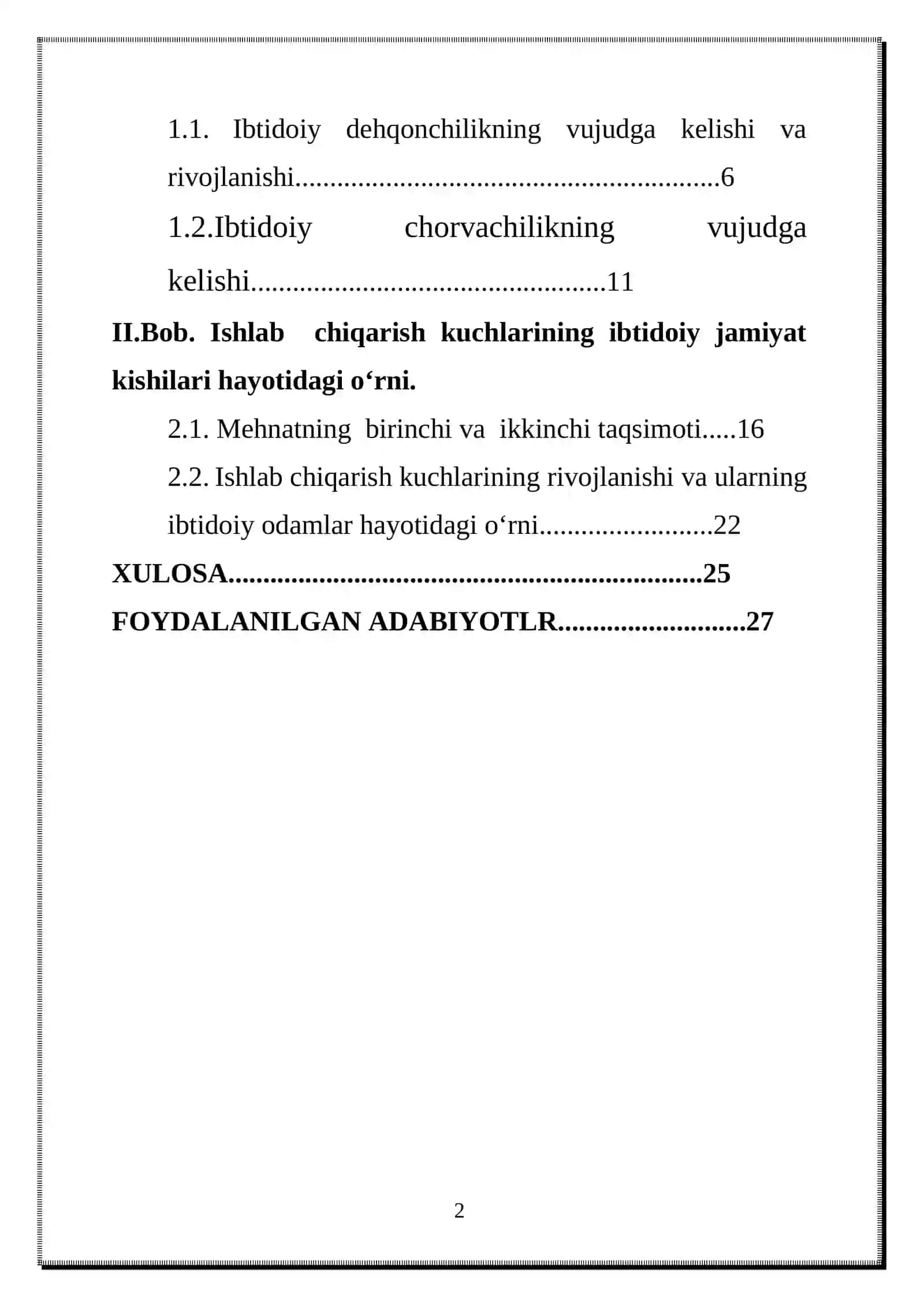 Ishlab chiqaruvchi xoʻjalikning ibtidoiy jamoa davridagi oʻrni 2