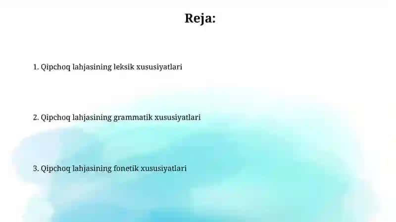 Qipchoq lahjasining asosiy xususiyatlari 2