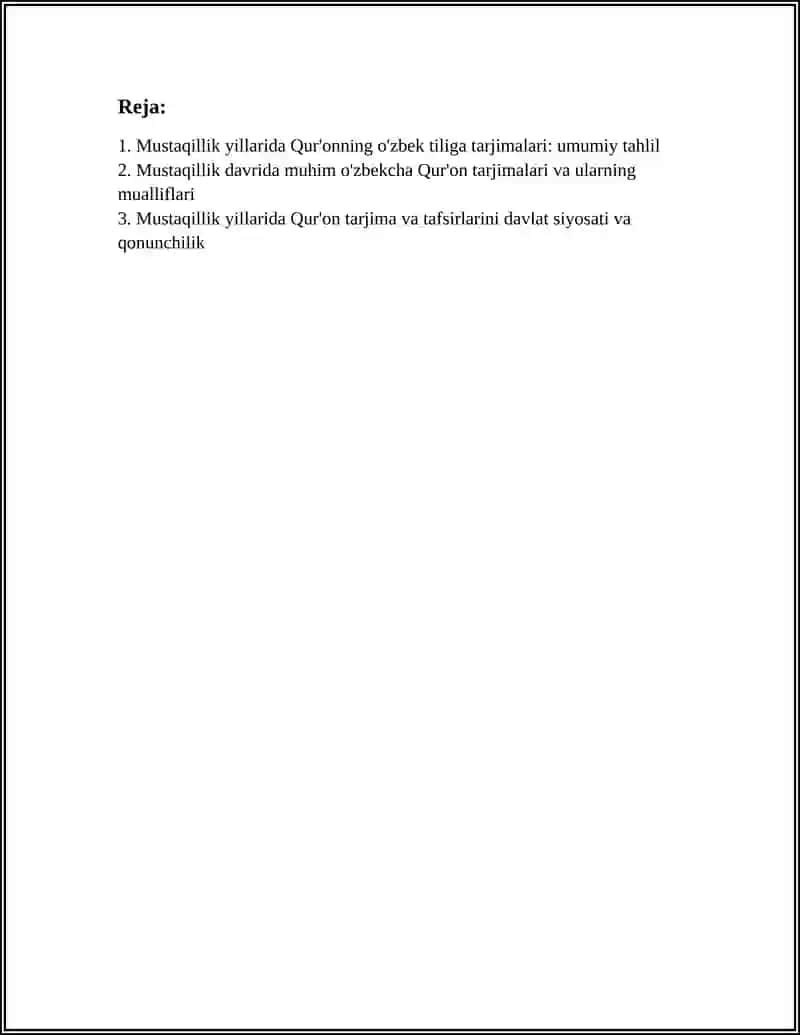 MUSTAQILLIK YILLARIDA QURʼONNING OʼZBEK TILIGA TARJIMALARI VA TAFSIRLARI HAQIDA 2