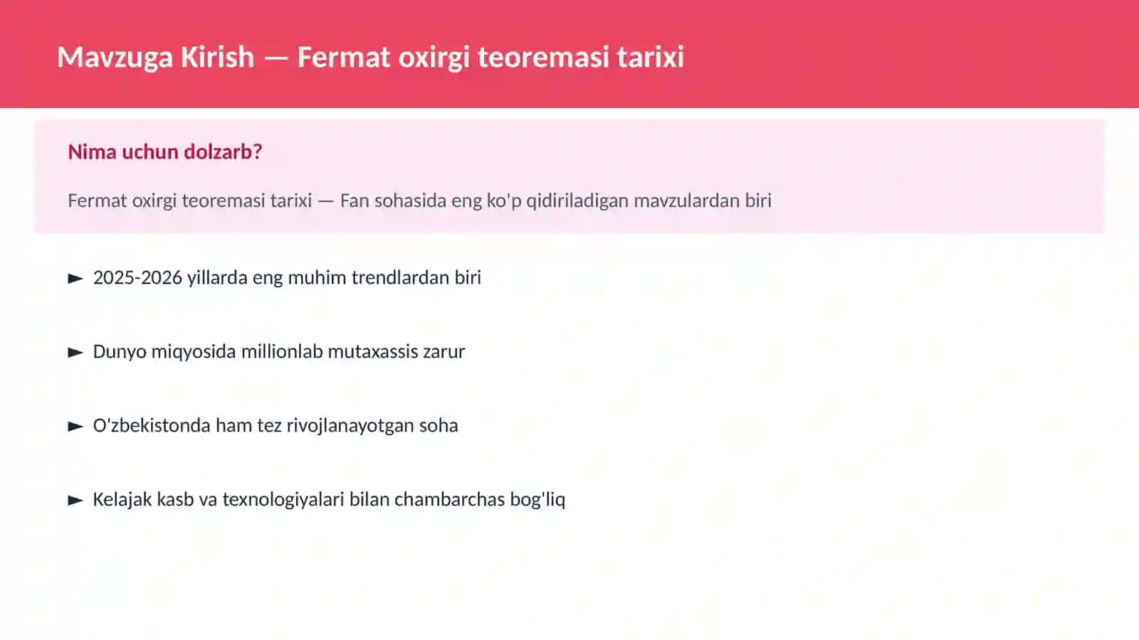 Fermat oxirgi teoremasi tarixi 2
