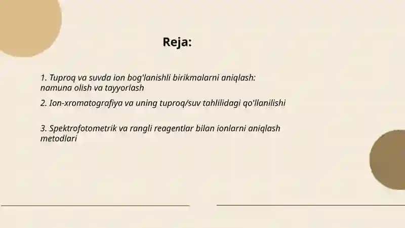 Tuproq va suvda ion bog'lanishli birikmalarni aniqlash 2