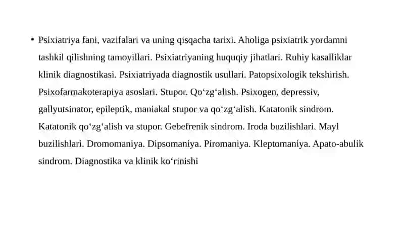 Psixiatriya fanining asosiy tushunchalari 2