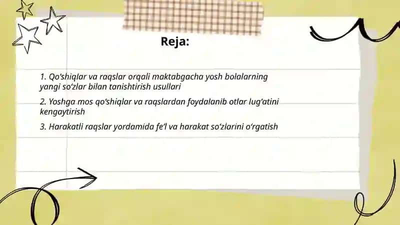 Qoʻshiqlar va raqslar orqali maktabgacha yosh bolalarning yangi soʻzlar bilan tanishtirish usullari 2