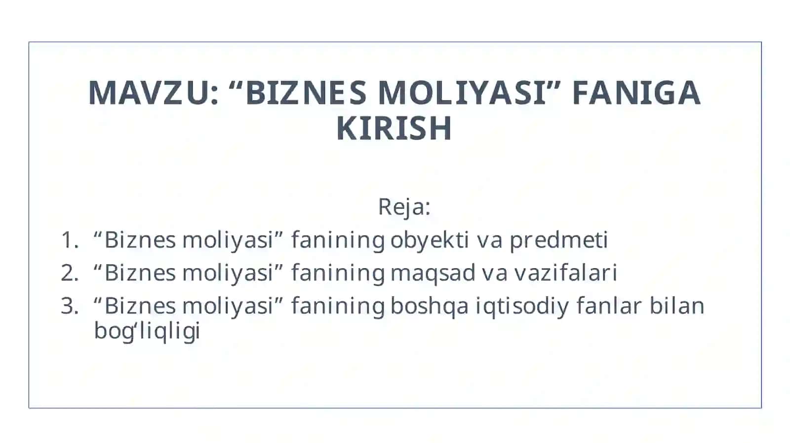 BIZNES MOLIYASI 2