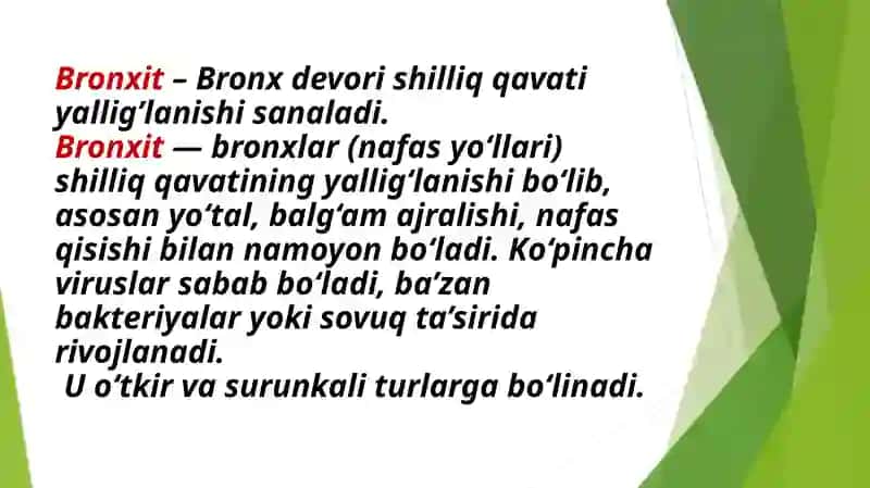 BRONXIT VA PLEVRIT tasnifi, klinikasi va davolash 2