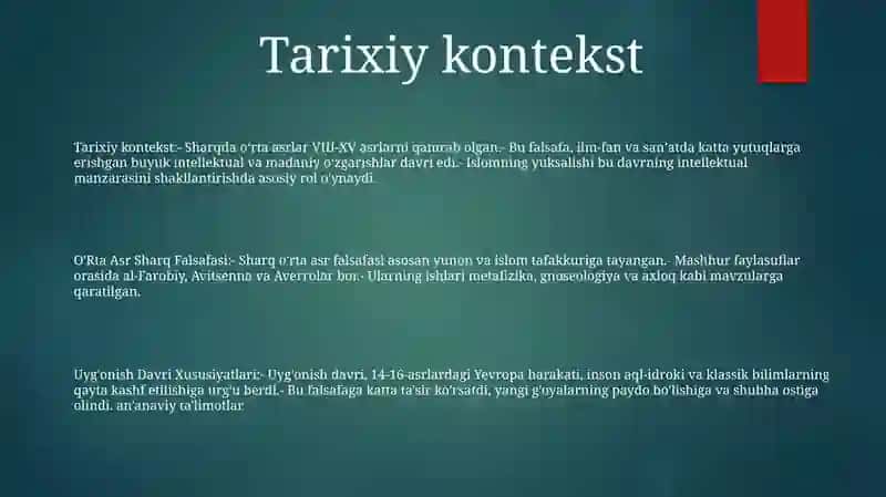 O'Rta Asr Sharq Falsafasi Va Uyg'Onish Davri Xususiyatlari 2