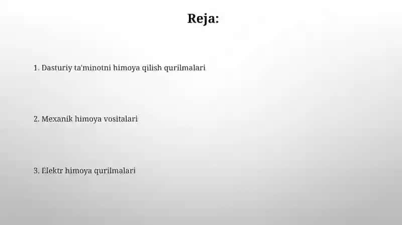 Himoya vositalaring turlari 2