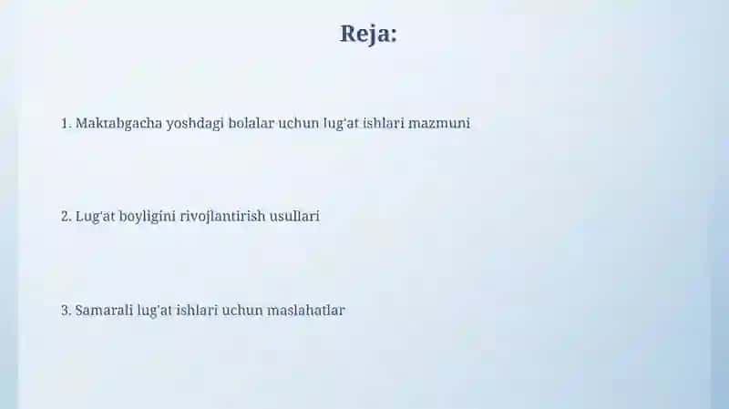 Maktabgacha yoshdagi bolalar bilan lug’at ishini olib borishning mazmuni 2