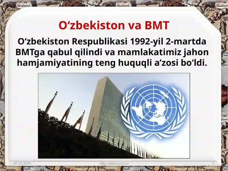 O‘zbekistonning Birlashgan Millatlar Tashkiloti doirasidagi faoliyati 2