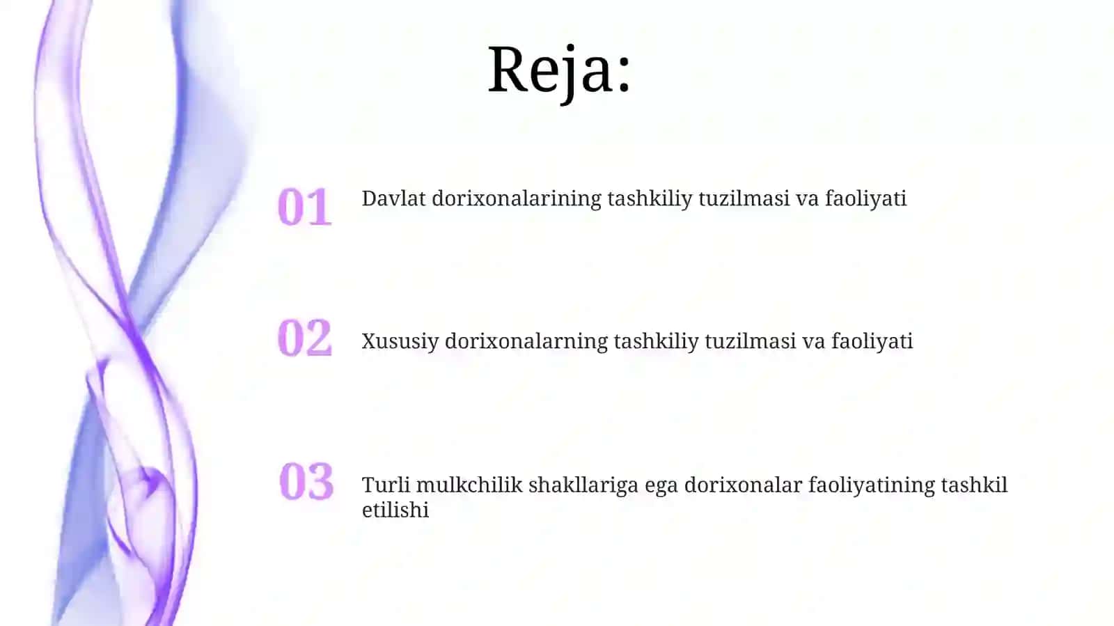 Turli mulkchilik shakllariga ega dorixonalar faoliyatining tashkil etilishi 2