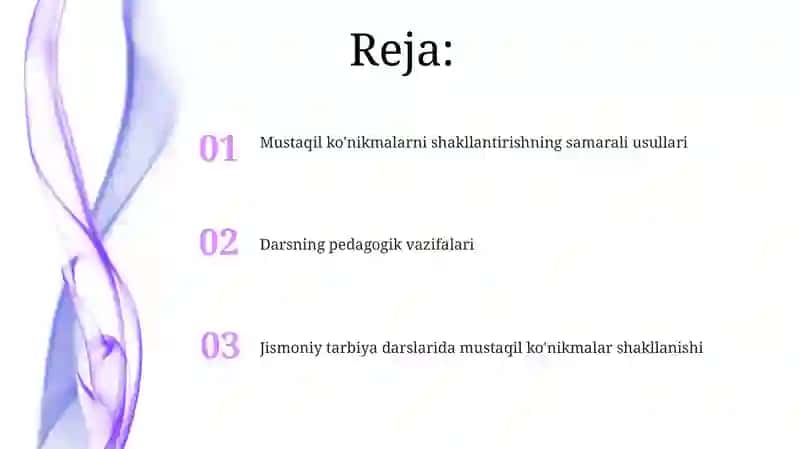 Jismoniy tarbiya dasrlari mustaqil malakani shakillantirish va darsni pedagogik vazifalari 2