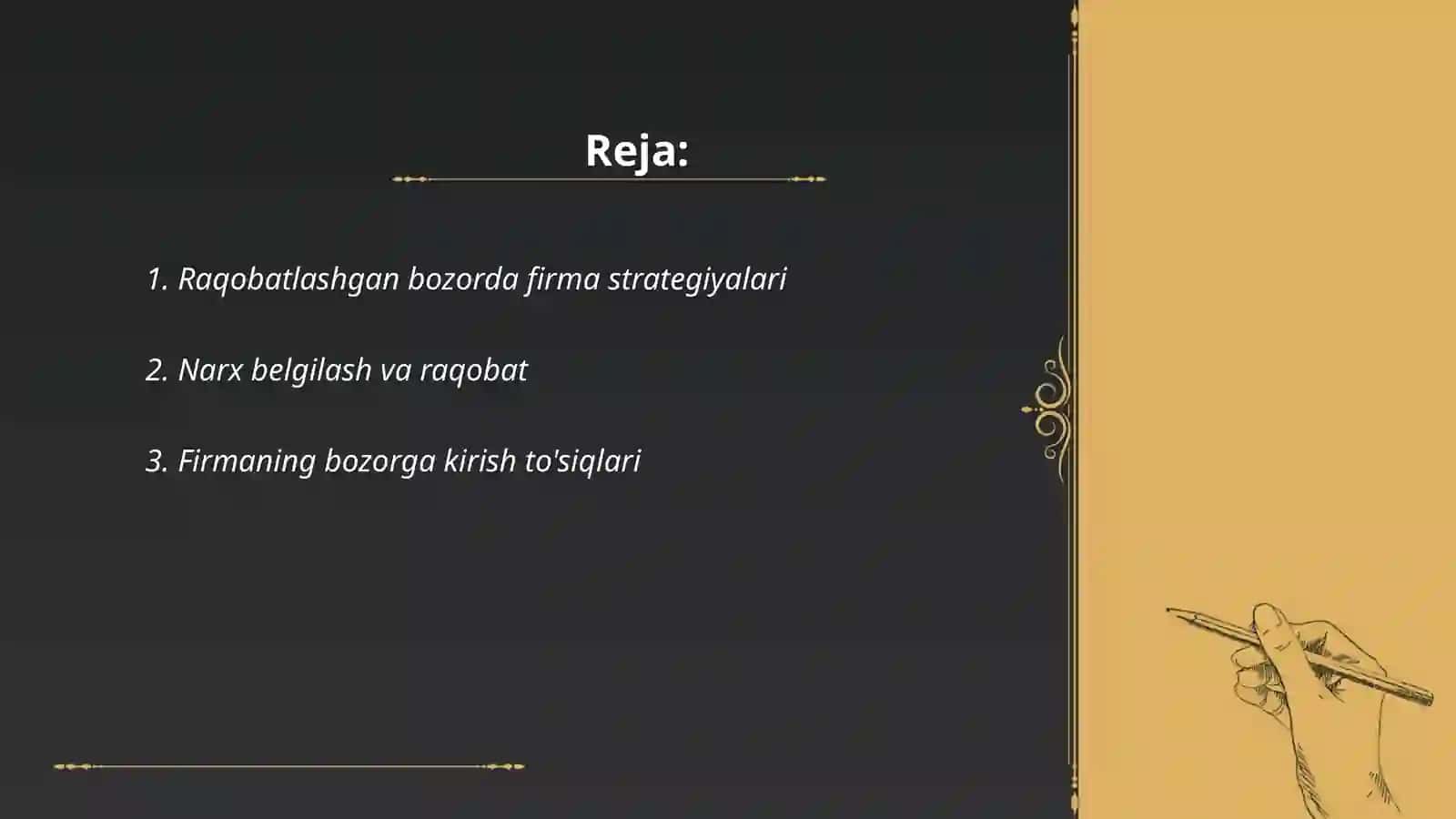 Raqobatlashgan bozorda firma strategiyalari 2