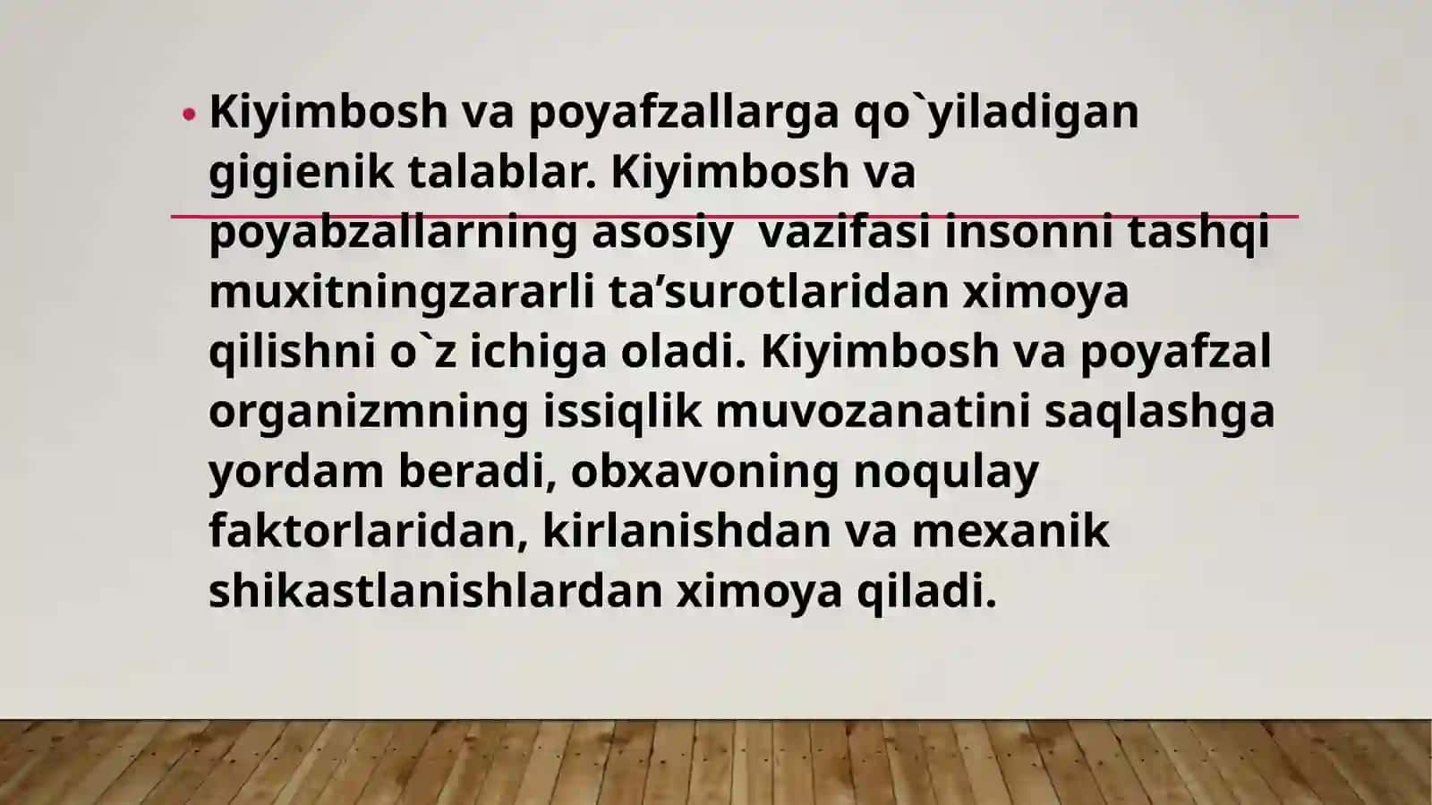 Kiyimboshlar va oyoq kiyimlarga gigiyenik talablar 2