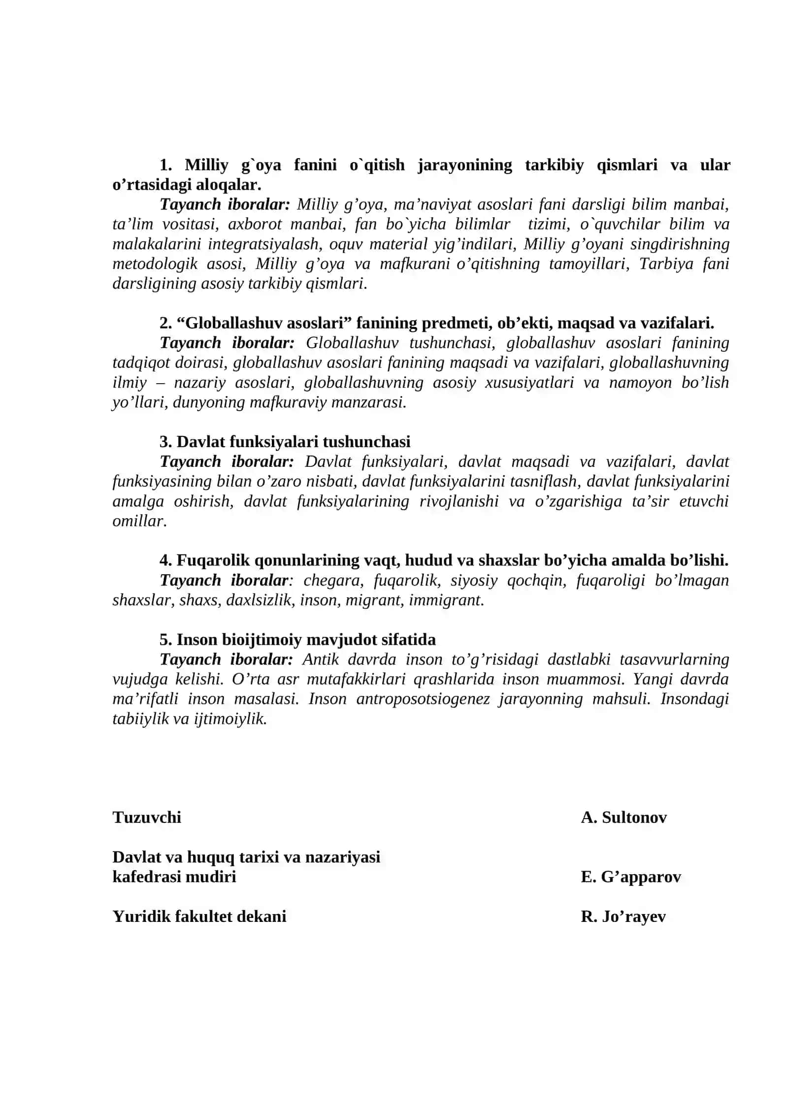 Milliy g’oya va ma’naviyat asoslari o’qitish metodikasi kursi 2