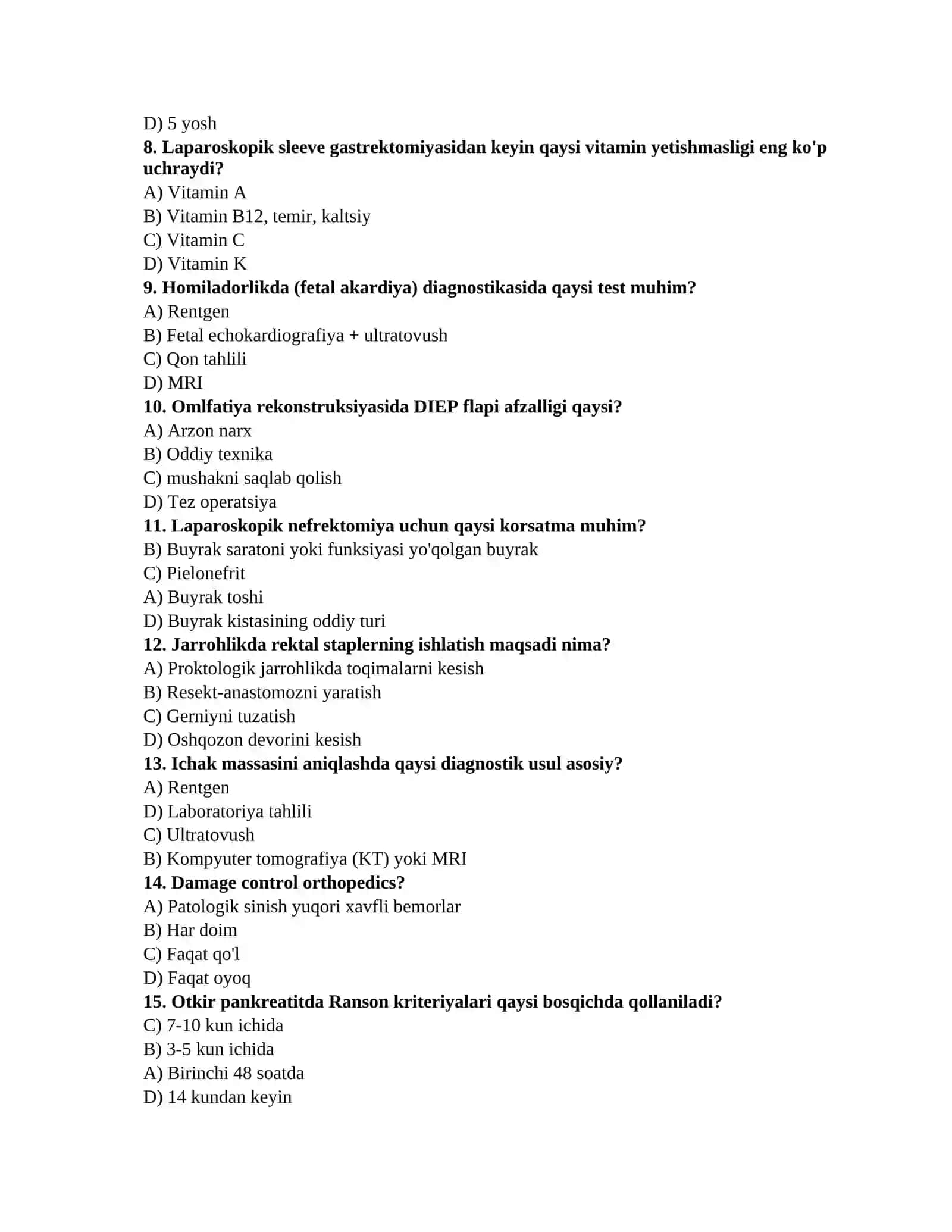 Ordinatura test bazasi 2
