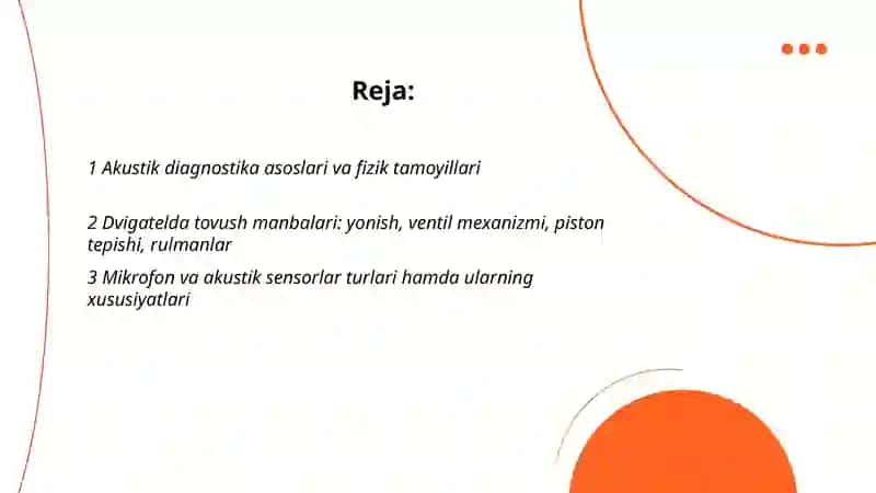 Akustik usulda dvigatelni diagnostikalash parametrlarini o‘rganish 2