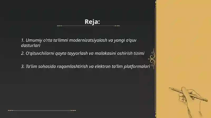 Oʻzbekiston ta'lim sohasida amalga oshirilgan islohatlar 2