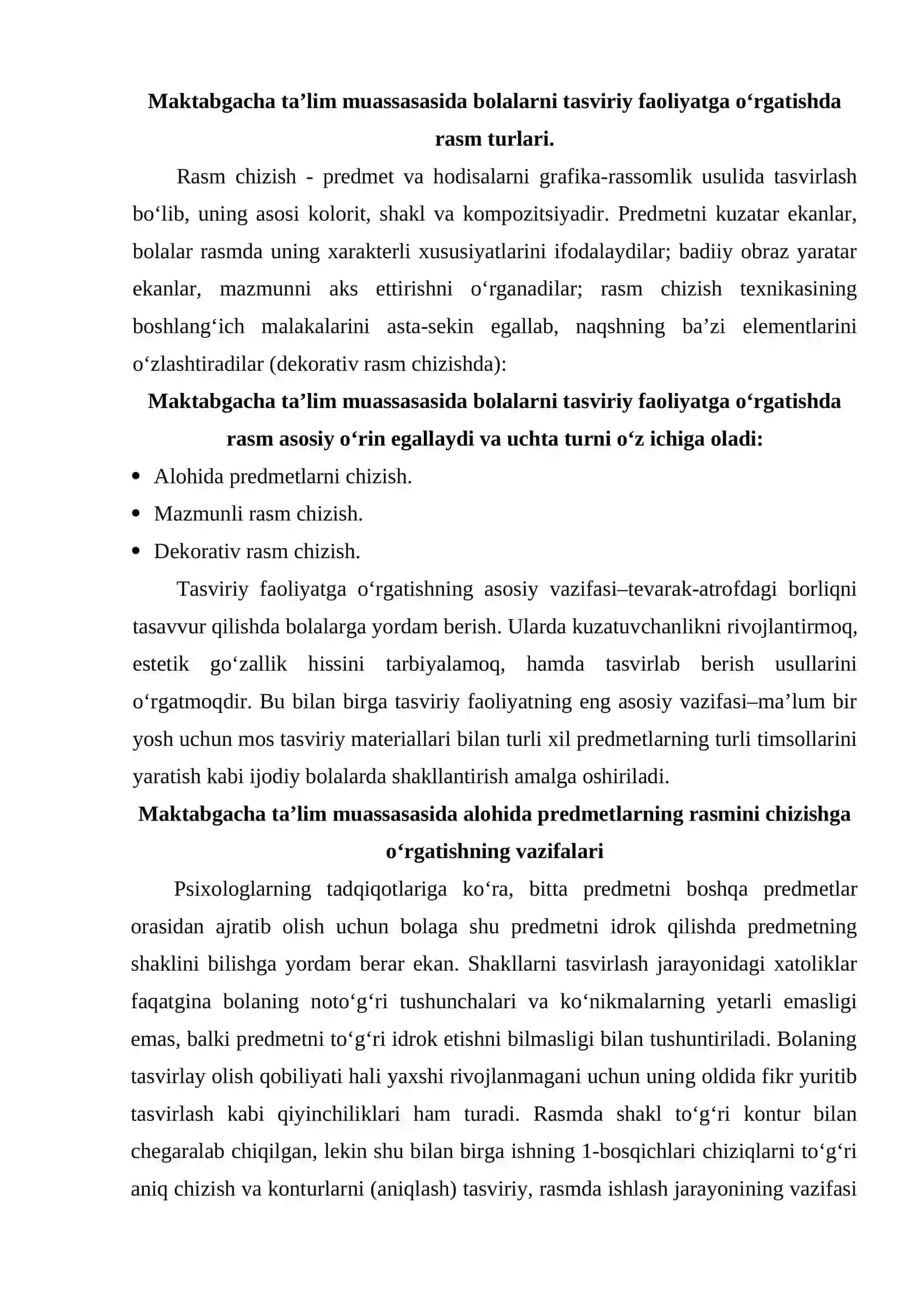 Maktabgacha yoshdagi bolalarni rasm chizishga o‘rgatish 2