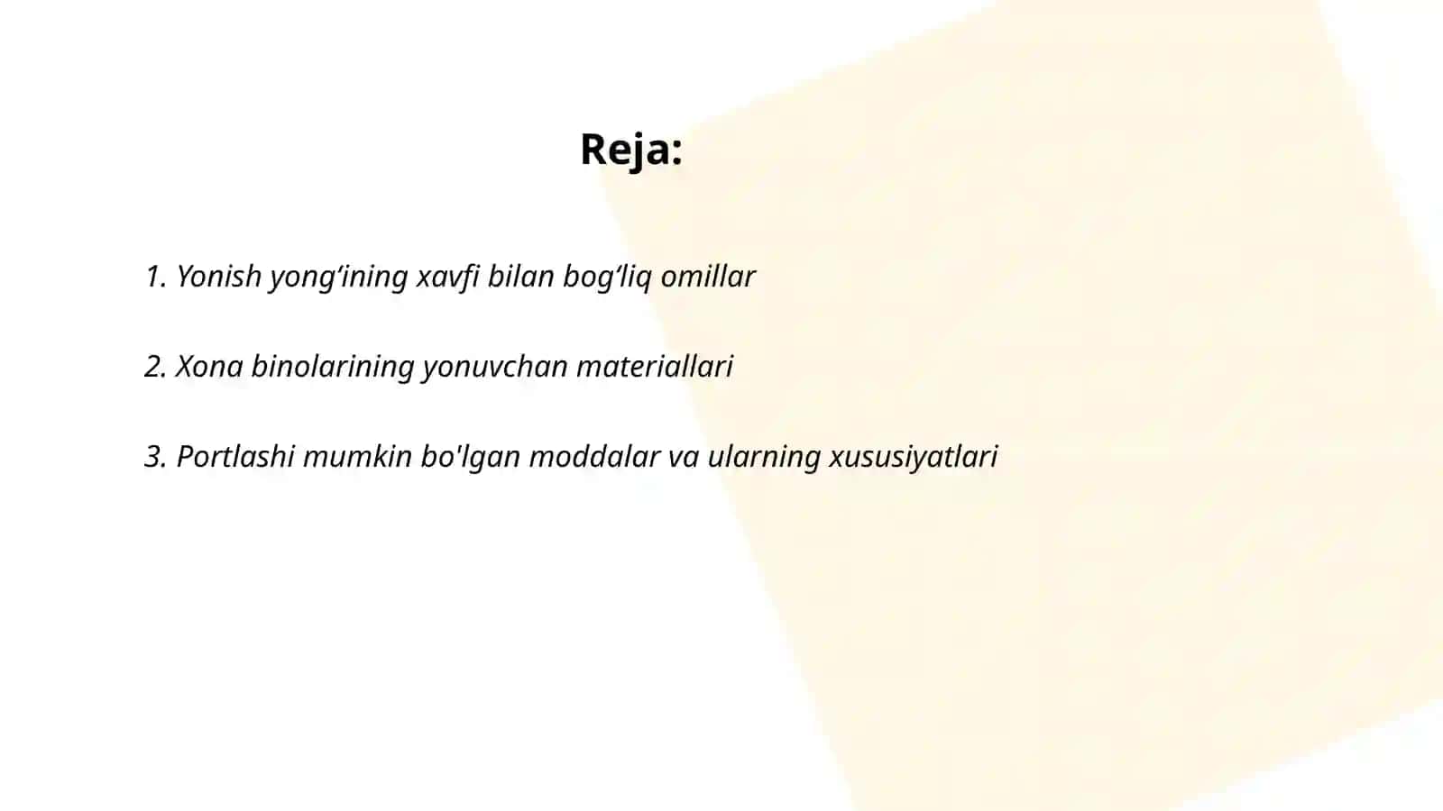 Portlab yonish yongʻinga Qarshi xavfi boʻyicha xona bino va tashqi qurilmalarning toifalari 2