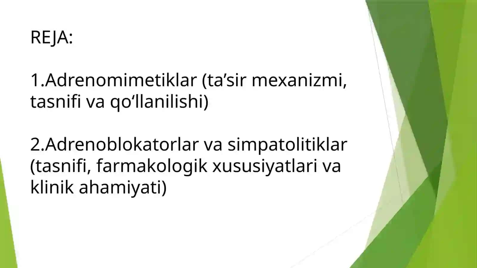 Adrenomimetiklar. Adrenoblokatorlar va simpatolitiklar 2