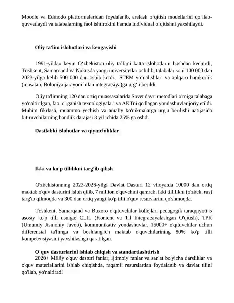 Mustaqil O'zbekistonda ta'lim va pedagogik fikr taraqqiyoti 2