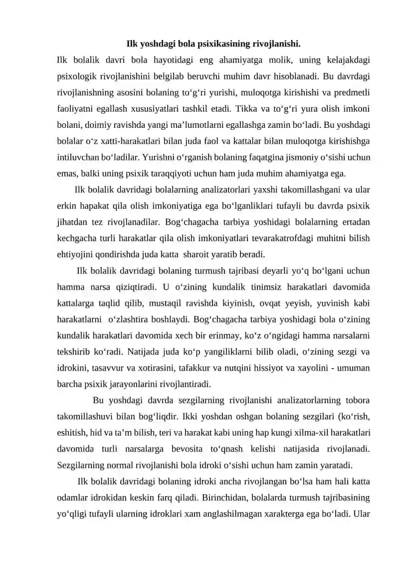 Ilk yosh davrida psixik rivojlanish 2