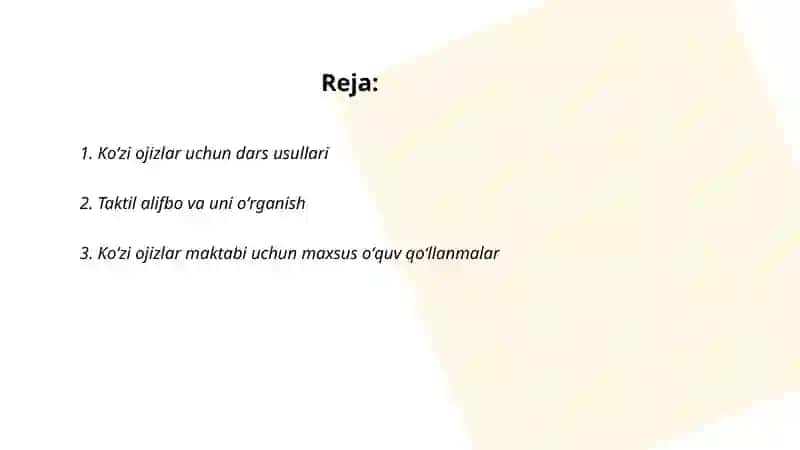 Koʻzi ojizlar uchun dars usullari 2
