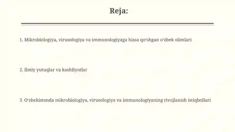 Oʻzbekistonlik olimlar Mikrobiologiya, Virusologiya, Immunologiya 2