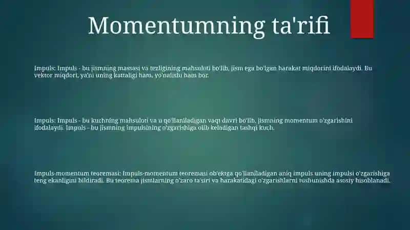 Harakat Miqdori Impulsining Saqlanish Qonuni 2