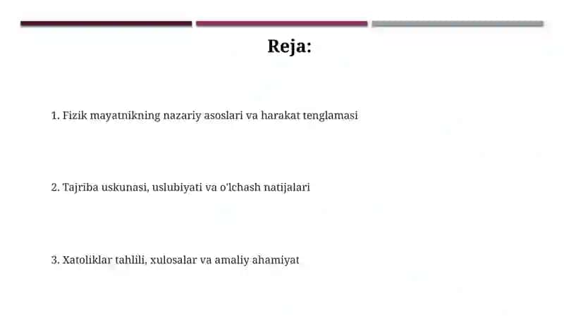 Pruja-nimayatnik tebranish qonunlarini o'rganish 2