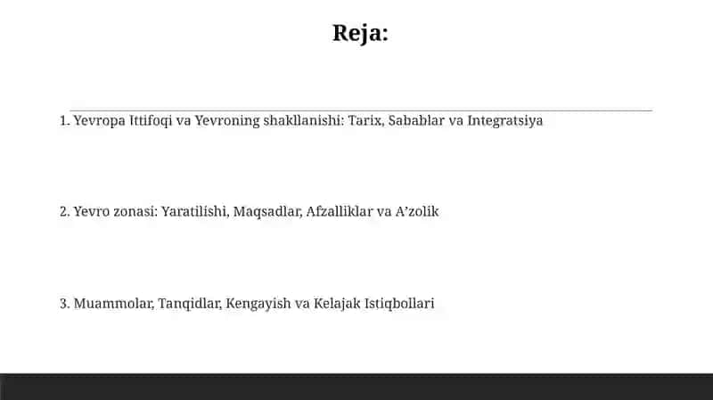Yevropa Ittifoqi shakllanishi va yevro valyutasi 2