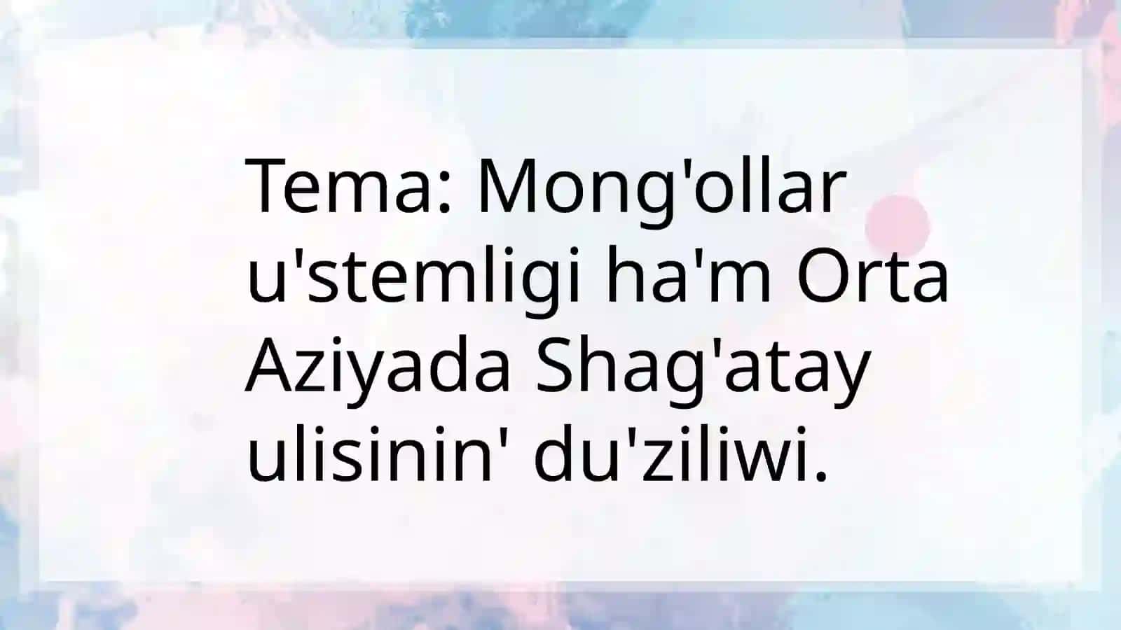 QMU Tariyx fakulteti arxeologiya qanigi 4-kurs studenti Tilepova Gulzadaning "Ozbekha"mqara qalpaqxalqini'n etnogenezih a'metni tariyxi 2
