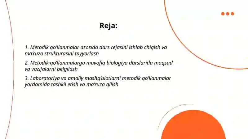 Metodik qo’llanmalar biologiyasining o’qitish metodikasi 2