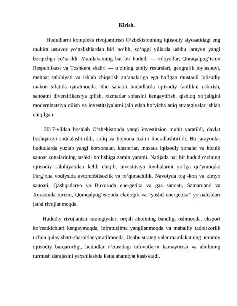 Hududiy rivojlanish strategiyalari: Har bir hududdagi investitsiya loyihalari 2