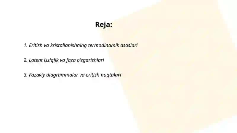 Eritish va kristallanishning termodinamik asoslari 2