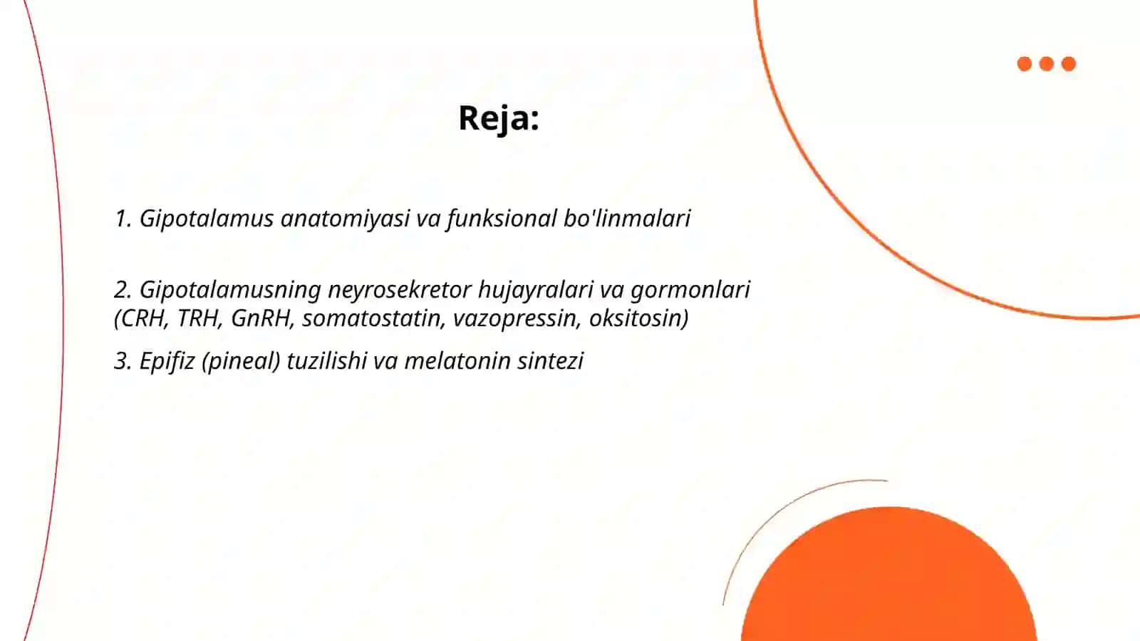 Endokrin a'zolar. Gipotalamus va epifiz tuzilishi. Gipofiz. Gipotlamo-gipofizar tizim. Qalqonsimon bez, qalqonsimon bez oldi bezi, buyrak usti bezi 2