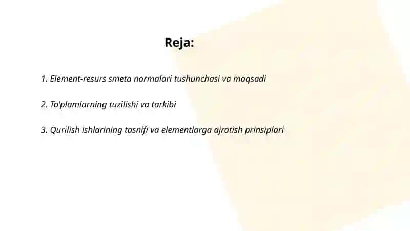 Element-resurs smeta normalari to'plamlari 2