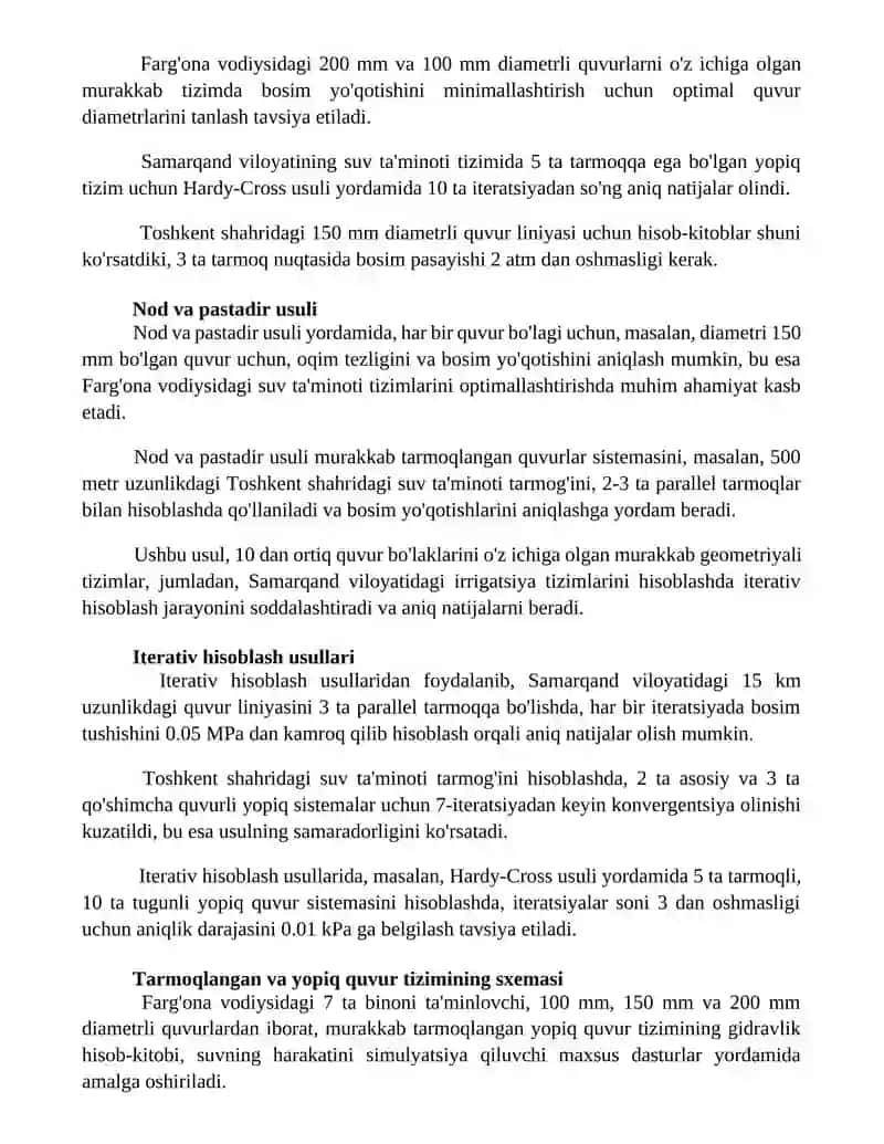 Xalqasimon va berk quvurlar tizimining gidravlik hisobi 2