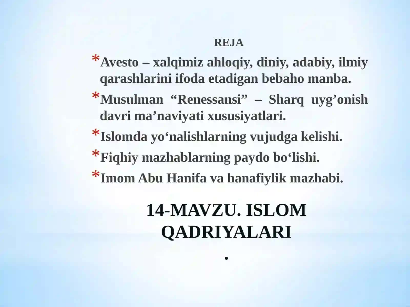 ISLOM QADRIYALARI 2