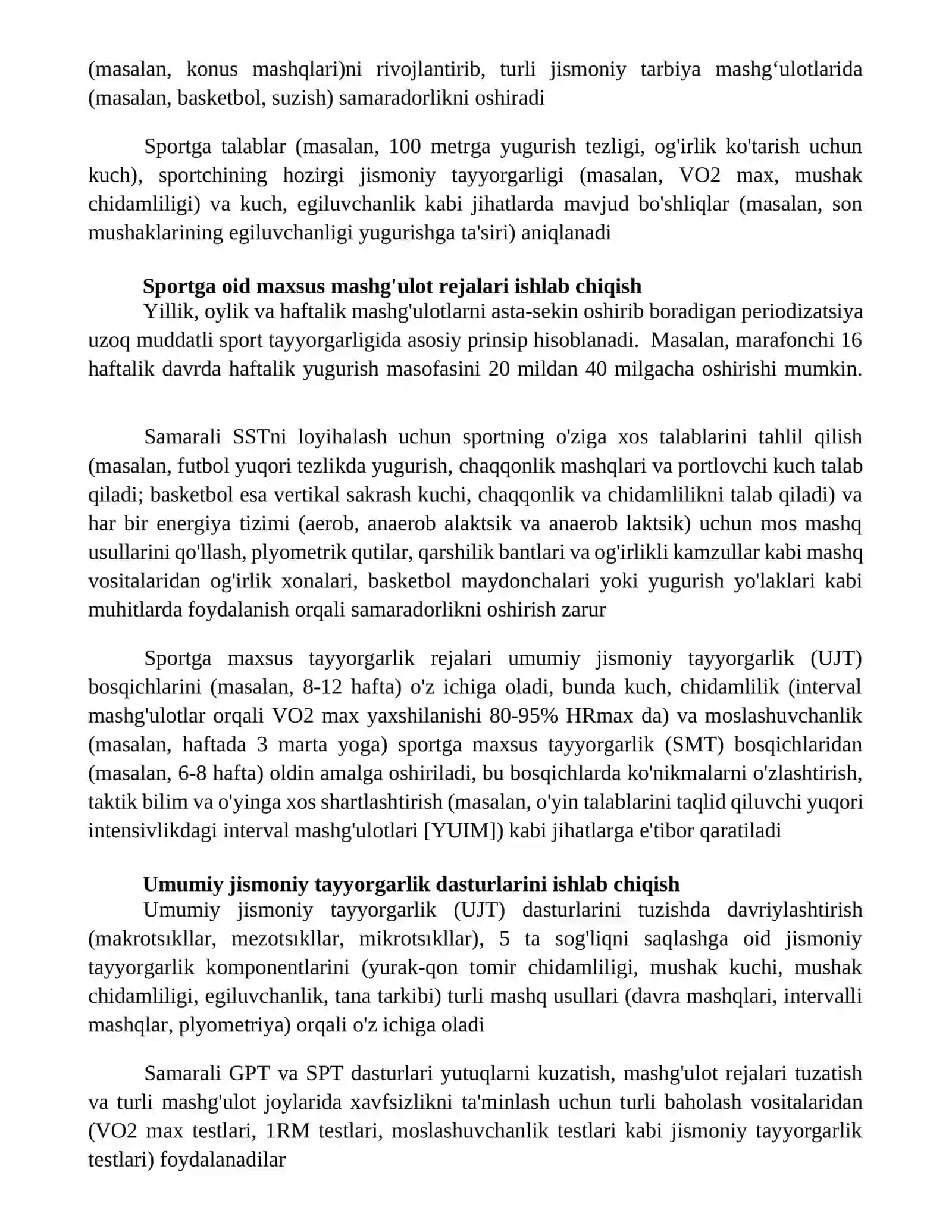 Umumiy va maxsus jismoniy tayyorgarlik jismoniy bilimlar tushunchasi 2