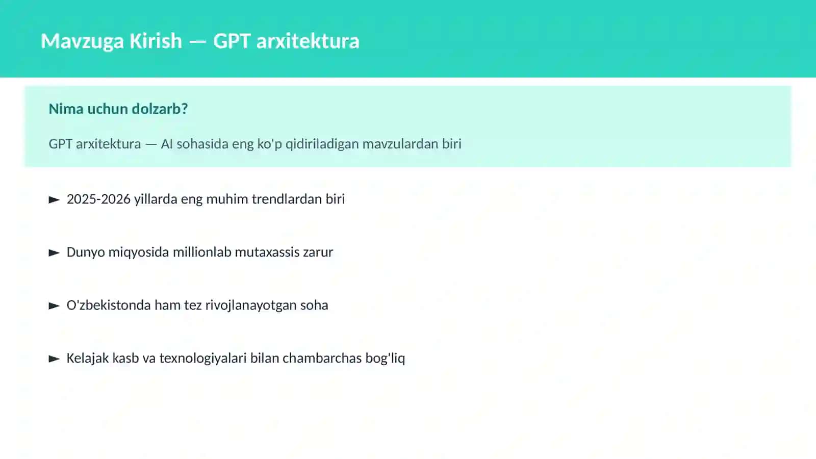 AI | DEEP LEARNING VA NEYRON TARMOQLAR 2