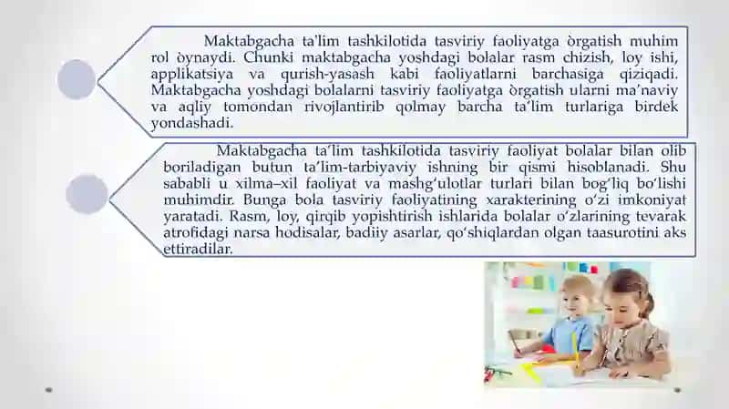 Turli yoshdagi bolalar guruhida tasviriy faoliyatni tashkil etish 2